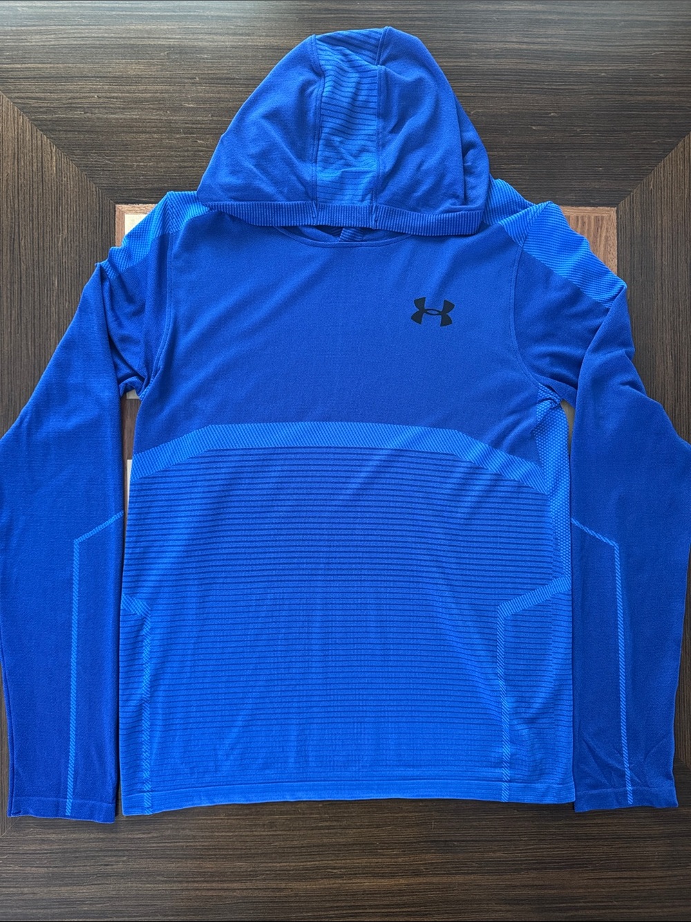 Under Armour heatgear boys blue hoodie t-shirt size youth L.